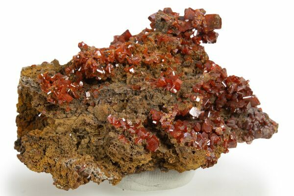 Fiery red wulfenite crsytals from the Kuruktag Mountains in China.
